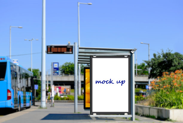 商业广告标志,传媒,巴士站的海报