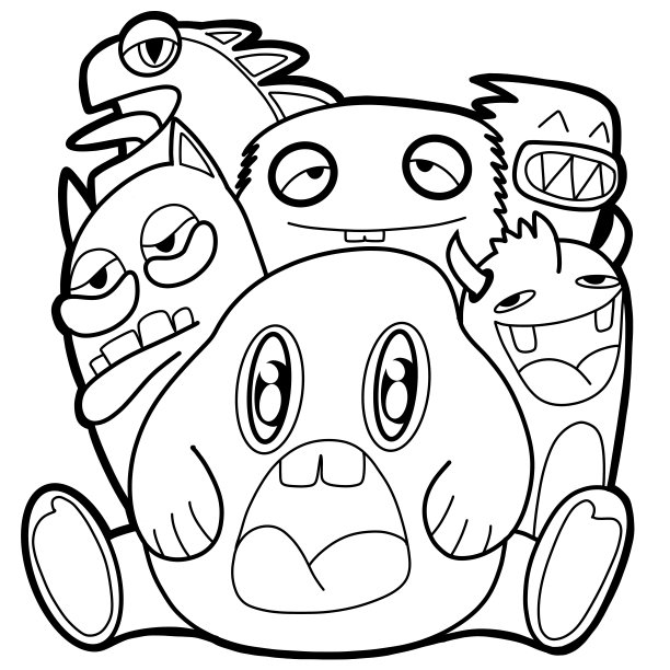 黑白卡通小怪兽