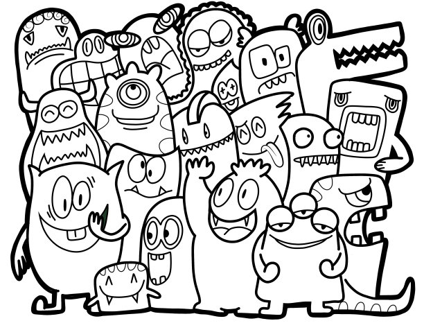 黑白卡通小怪兽