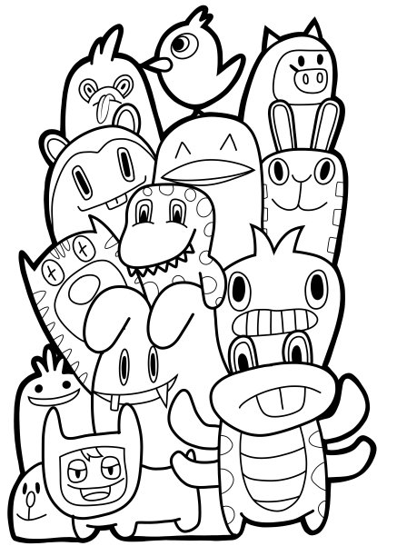 黑白卡通小怪兽