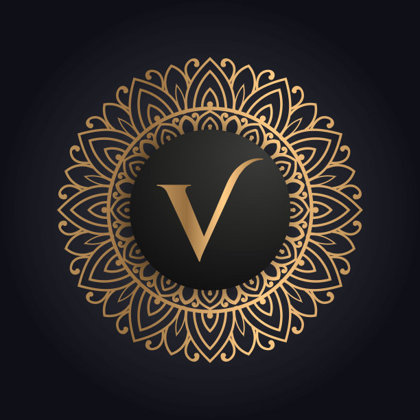 v字母钻石logo设计