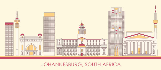 南非天际线建筑剪影