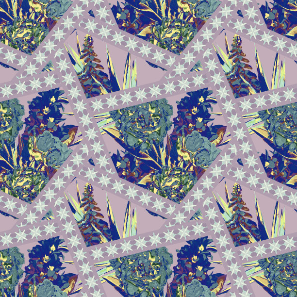 紫蓝几何花纹无缝图案