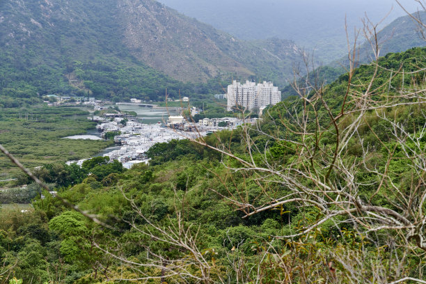 鸟瞰香港大澳渔村