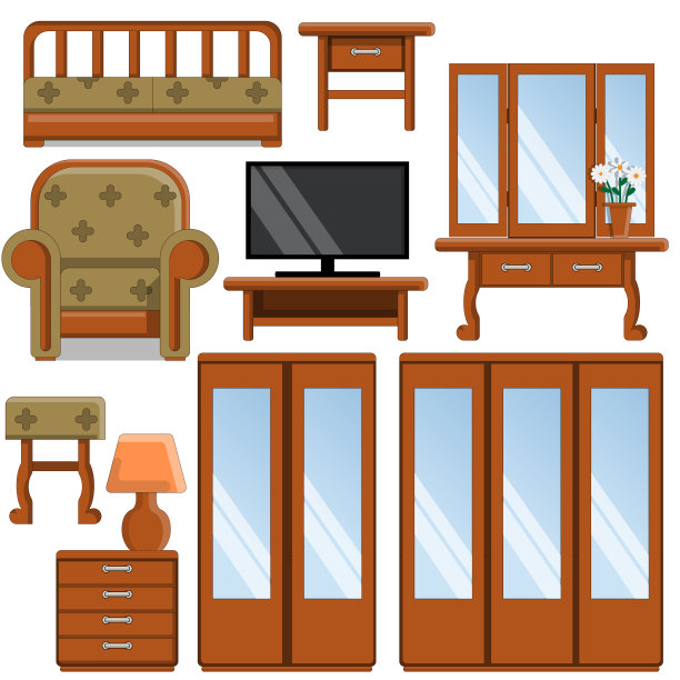 矢量插图简约生活用品镜子