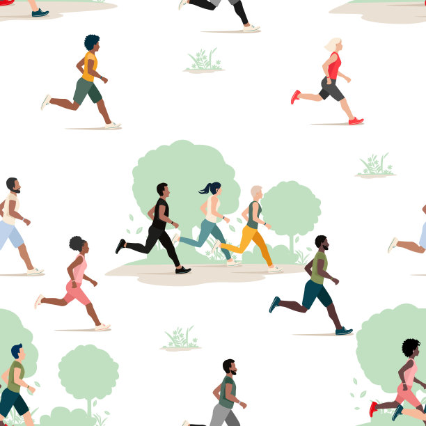 夏天人物清晨跑步运动健身插画