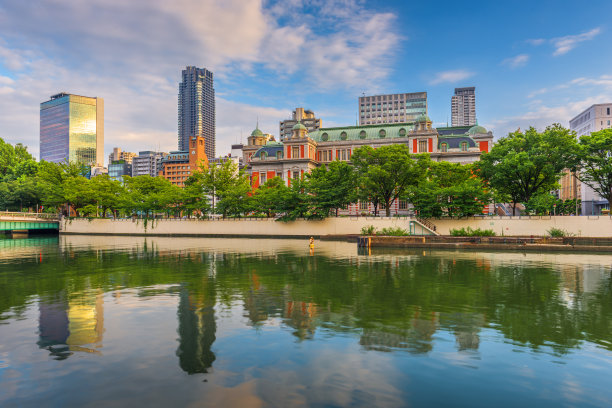 日本大阪清晨城市景观