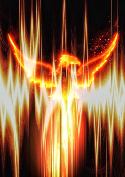 金红色凤凰插画