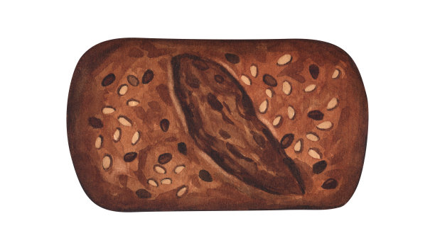 法式可颂面包水彩插图