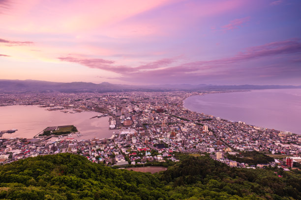 日本北海道函馆俯瞰城市夜景