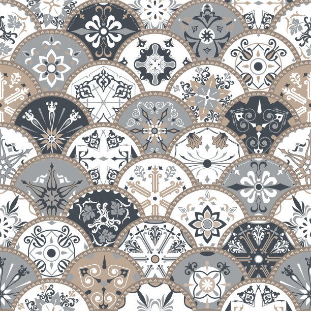 精美复古风圆形几何花纹