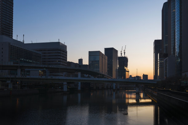 日本大阪清晨城市景观