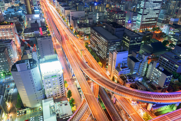 日本大阪清晨城市景观