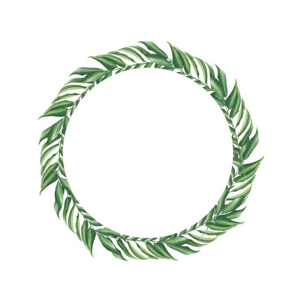 绿色精美圆形花纹图案