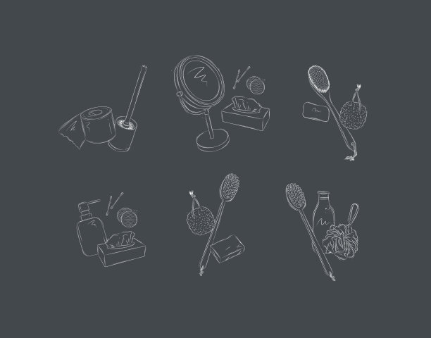 矢量插图简约生活用品镜子