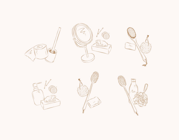 矢量插图简约生活用品镜子