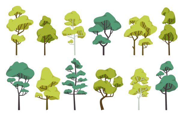 简约风格卡通树木插画