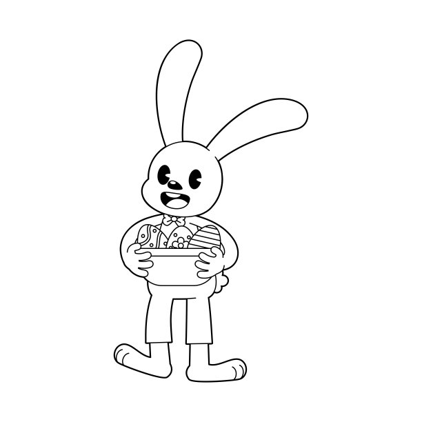 卡通可爱小兔拿着书