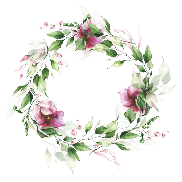 精美紫色绿色圆形花纹图案