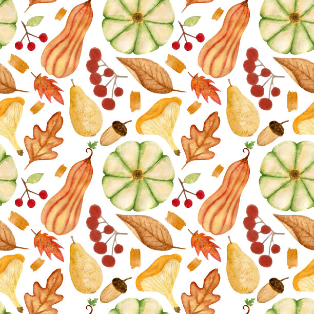 蘑菇四方连续印花图案