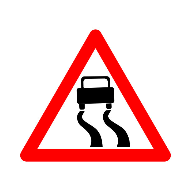 警告标识,滑的,公路