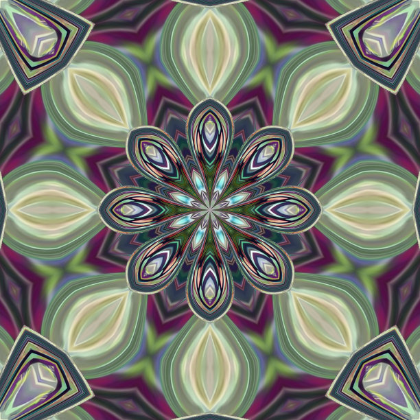 多彩几何花卉拼接图案