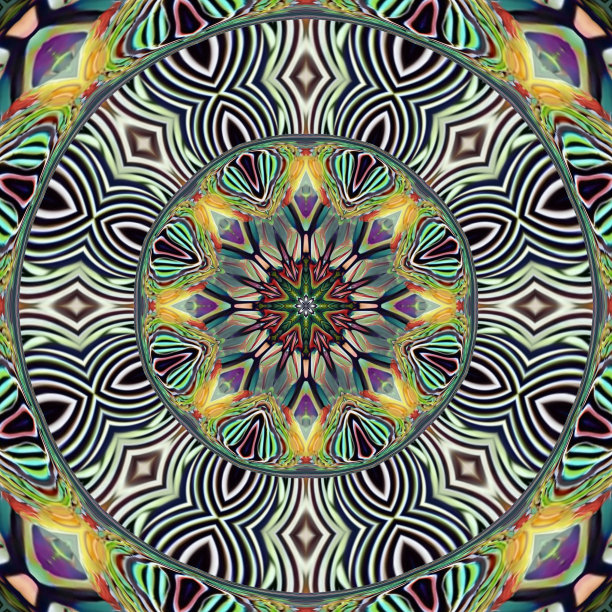 多彩几何花卉拼接图案