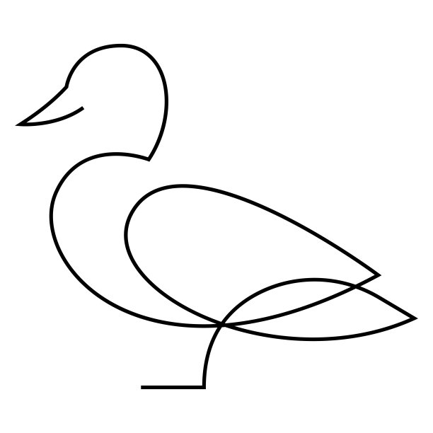 鸭子黑白线描