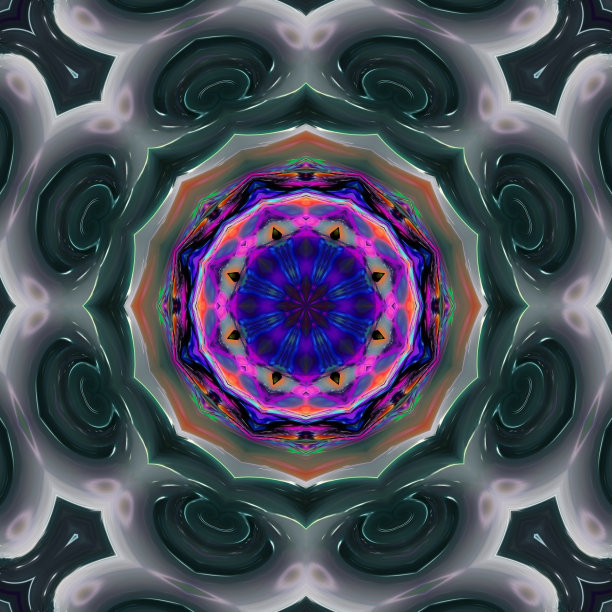 多彩几何花卉拼接图案