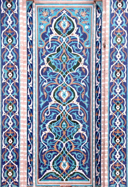 几何拼接复古风花纹图案