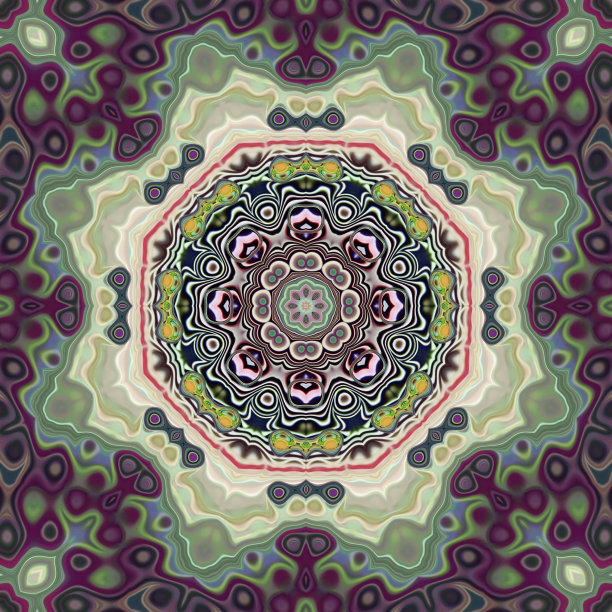 多彩几何花卉拼接图案