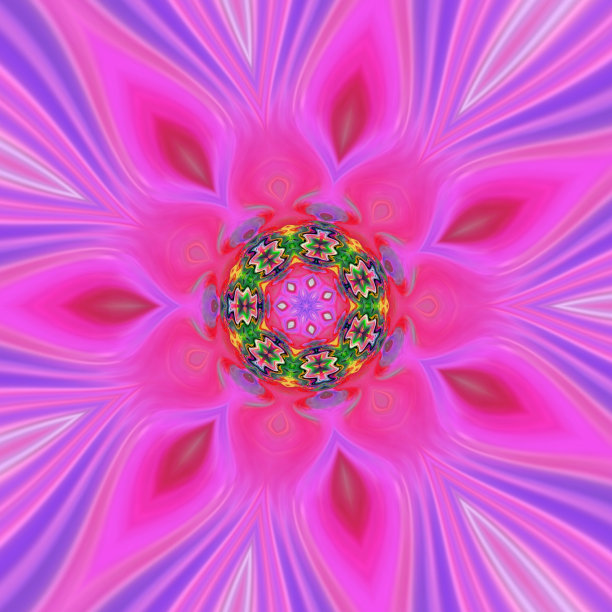 多彩几何花卉拼接图案