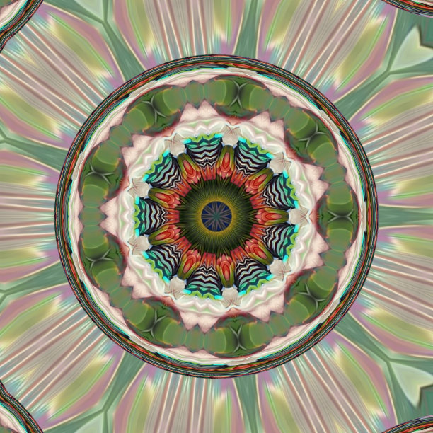 多彩几何花卉拼接图案