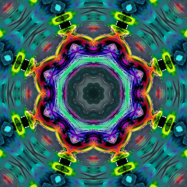 多彩几何花卉拼接图案