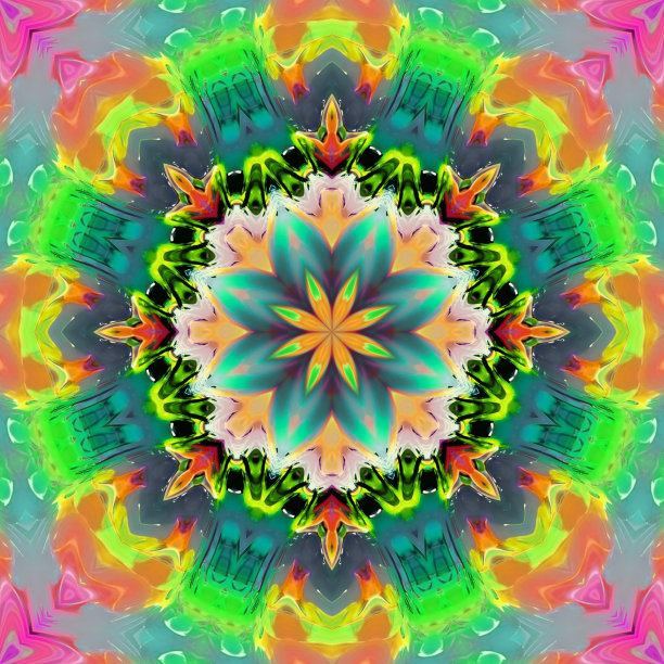 多彩几何花卉拼接图案