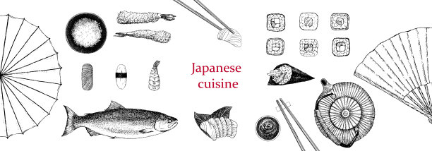 矢量日本美食装饰绘画