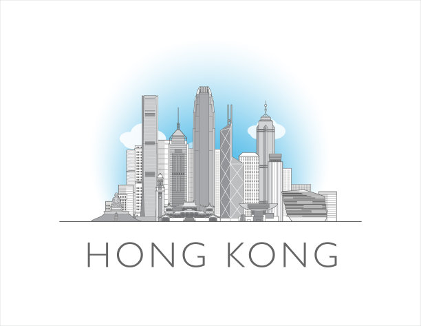 香港地标建筑线稿