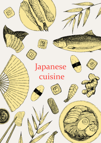 矢量日本美食装饰绘画