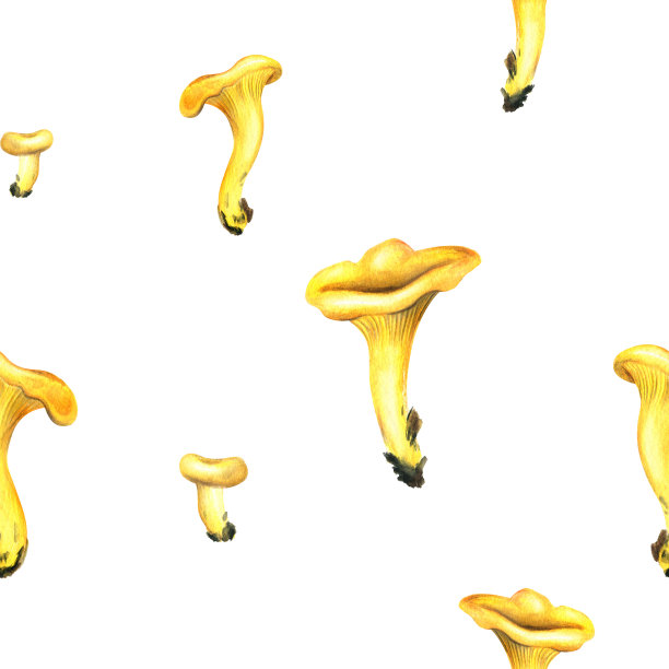 蘑菇四方连续印花图案