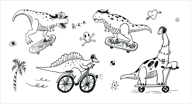 运动滑板恐龙