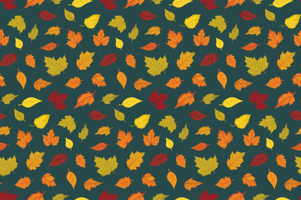 多彩枫叶无缝图案矢量背景