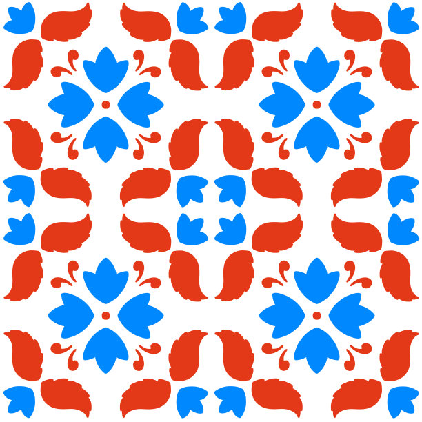 多彩几何花卉拼接图案