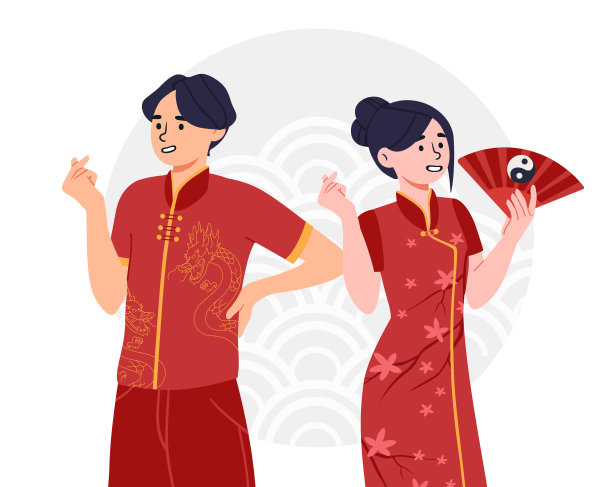 中国风旗袍女孩插画