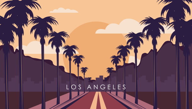 洛杉矶天际线海报设计