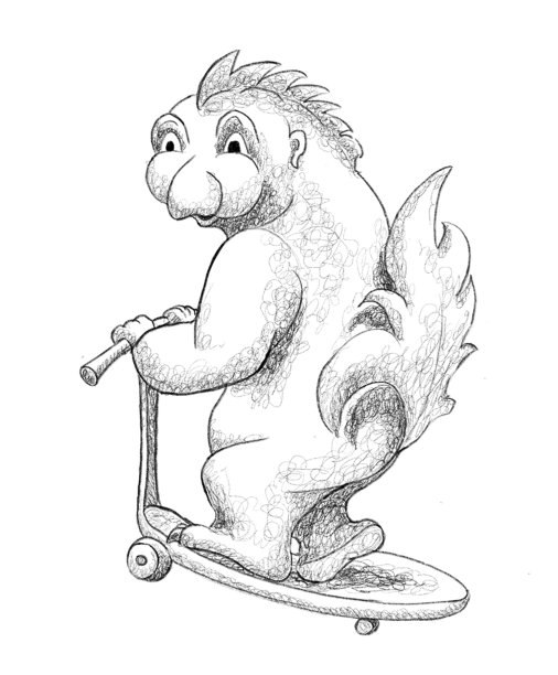 黑白卡通小怪兽