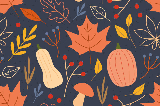 多彩枫叶无缝图案矢量背景