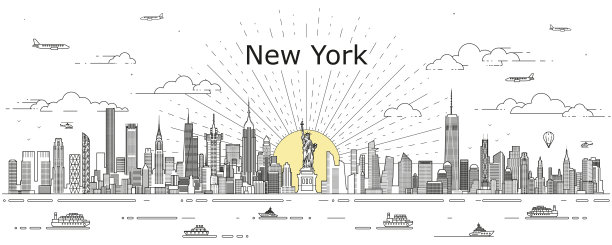 纽约旅游纽约线描