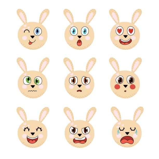 表情符号,卡通,兔子