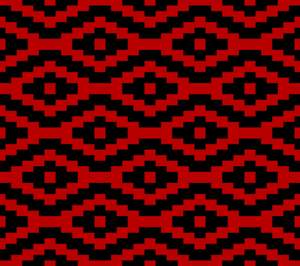 黑红几何地毯图案