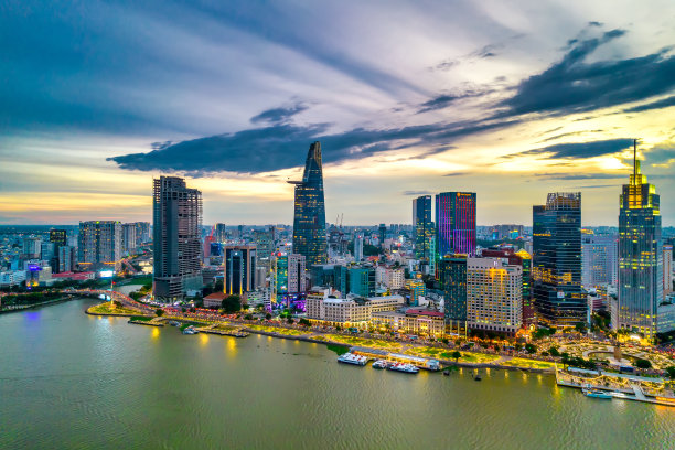 越南胡志明市金融区夜景